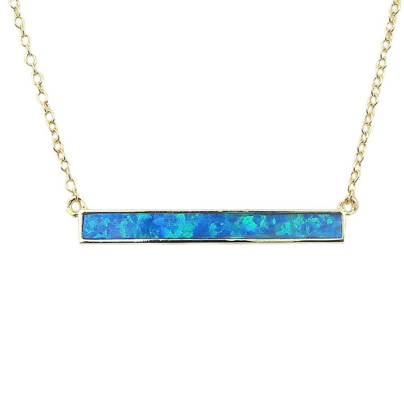 Jewelry - Sterling silver opal bar necklace